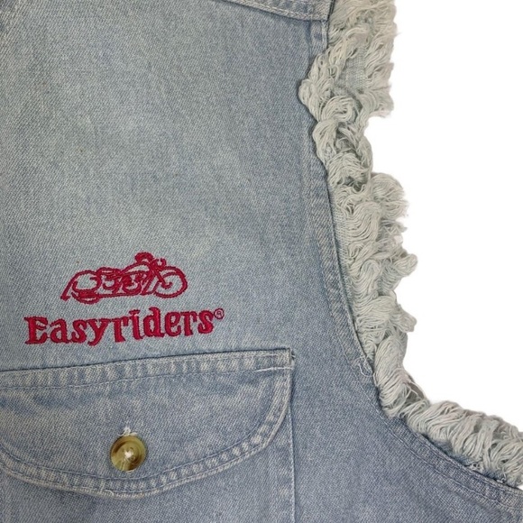 Southern Steel Large Cropped Denim Shirt Front Tie Motorcycle Biker Top - Picture 3 of 4